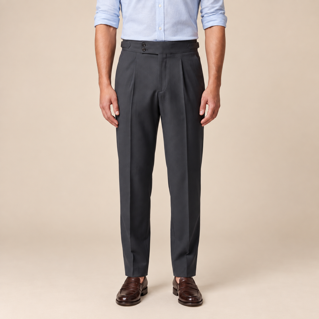 Men's High Waist Formal Trousers with Tailored Fit