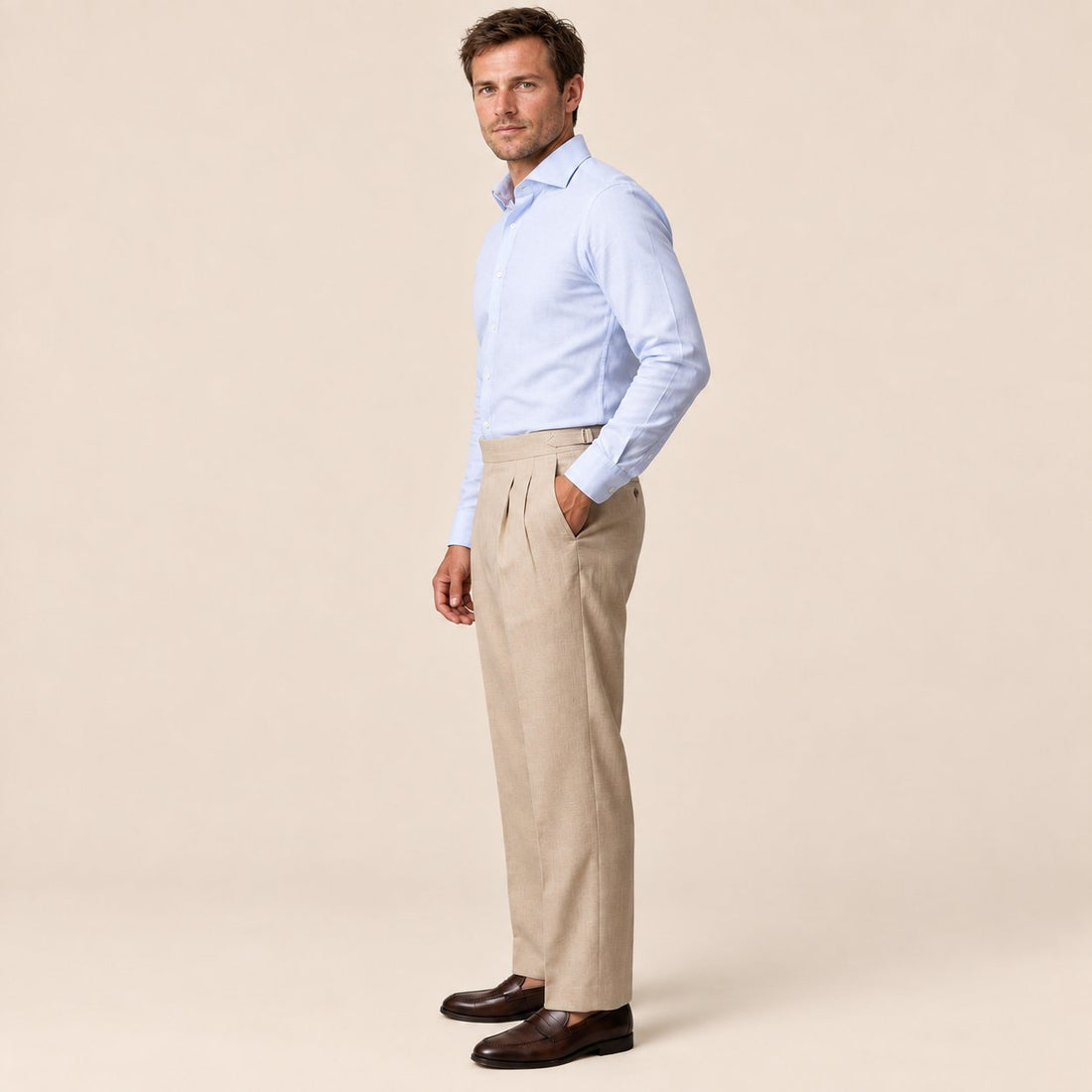 Men's High-Waisted Straight-Leg Trousers