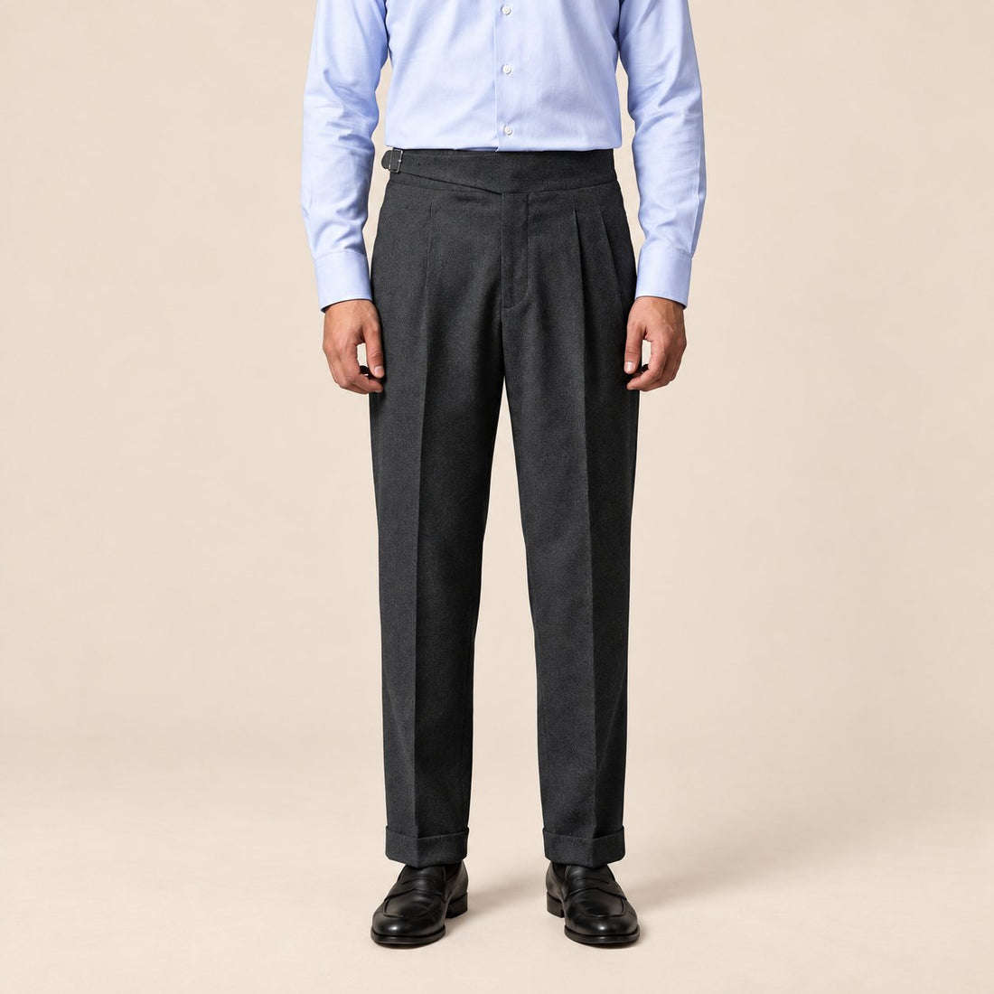Men's High-Waisted Straight-Leg Trousers