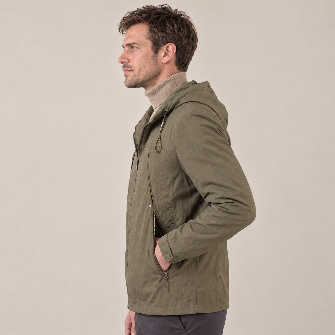 Men's Hooded Lightweight Windbreaker Jacket