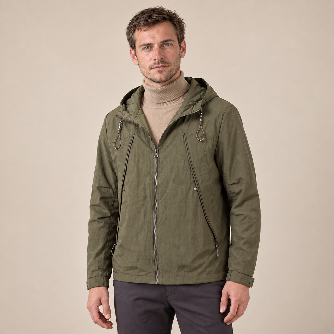 Men's Hooded Lightweight Windbreaker Jacket