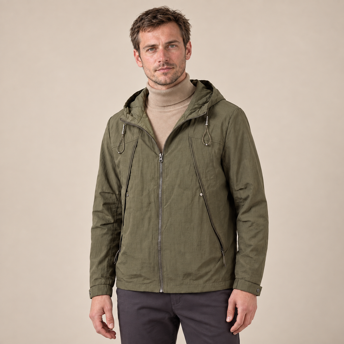 Men's Hooded Lightweight Windbreaker Jacket