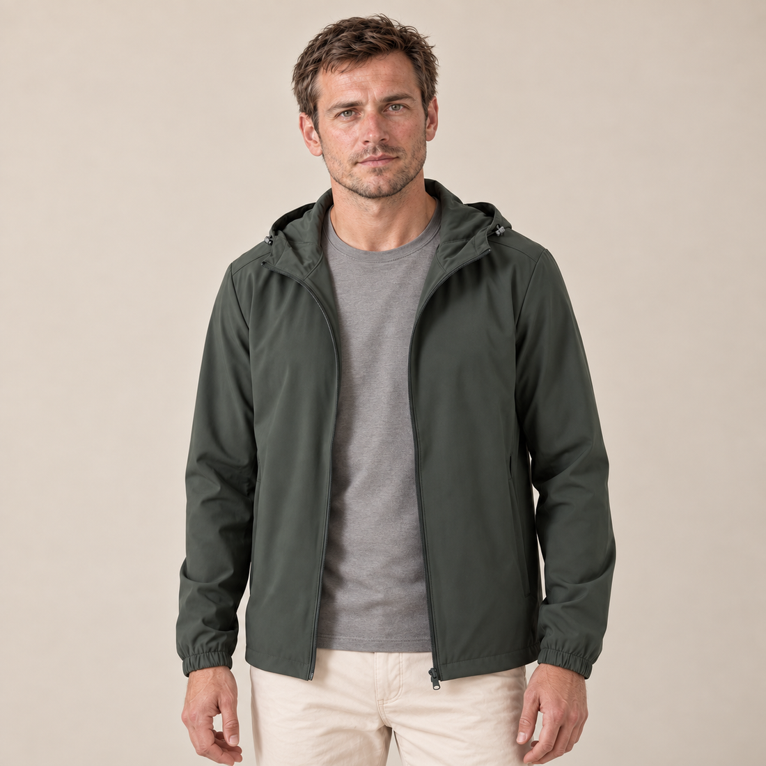 Men's Softshell Jacket with Drawstring Hood