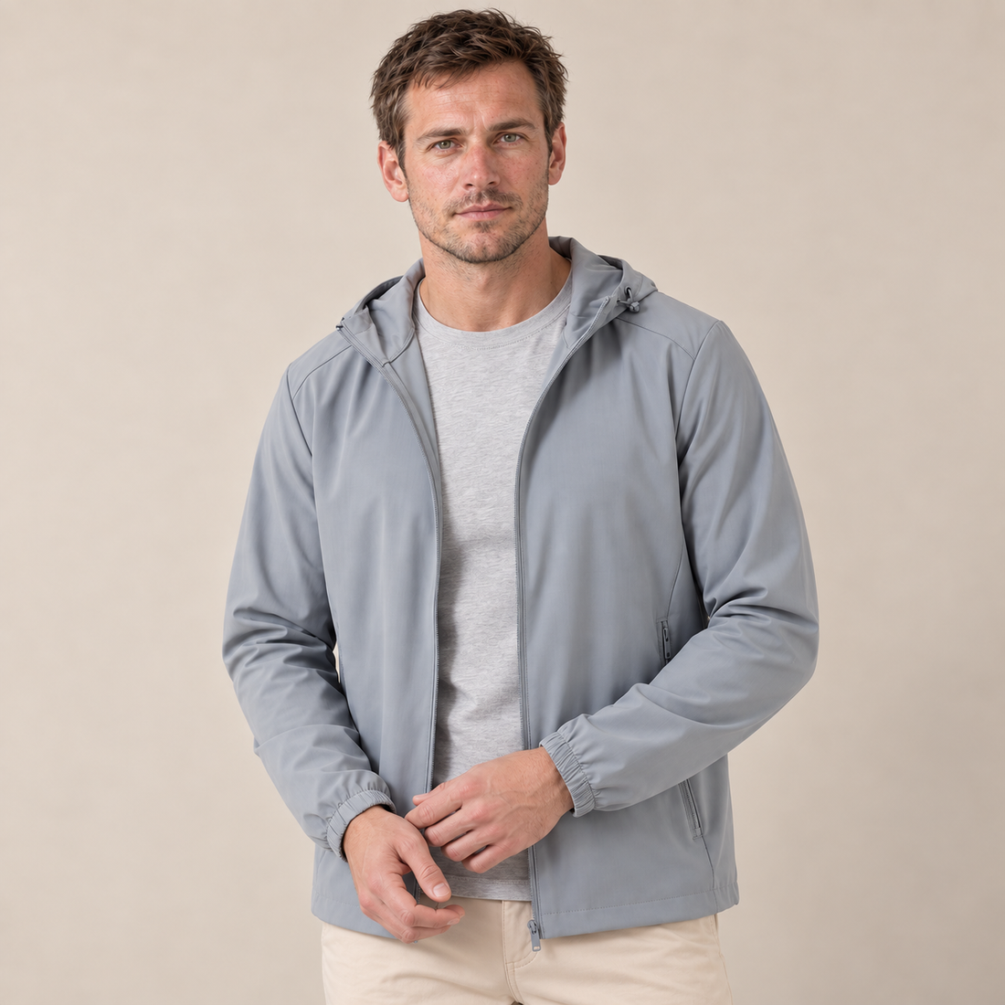 Men's Softshell Jacket with Drawstring Hood