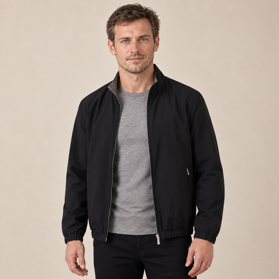 Men's Lightweight Zip-Up Bomber Jacket