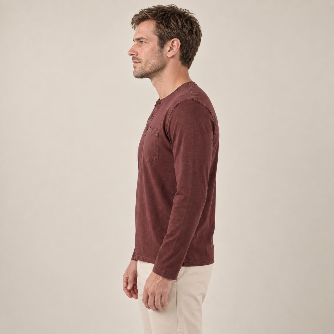Men's Long Sleeve Henley Shirt