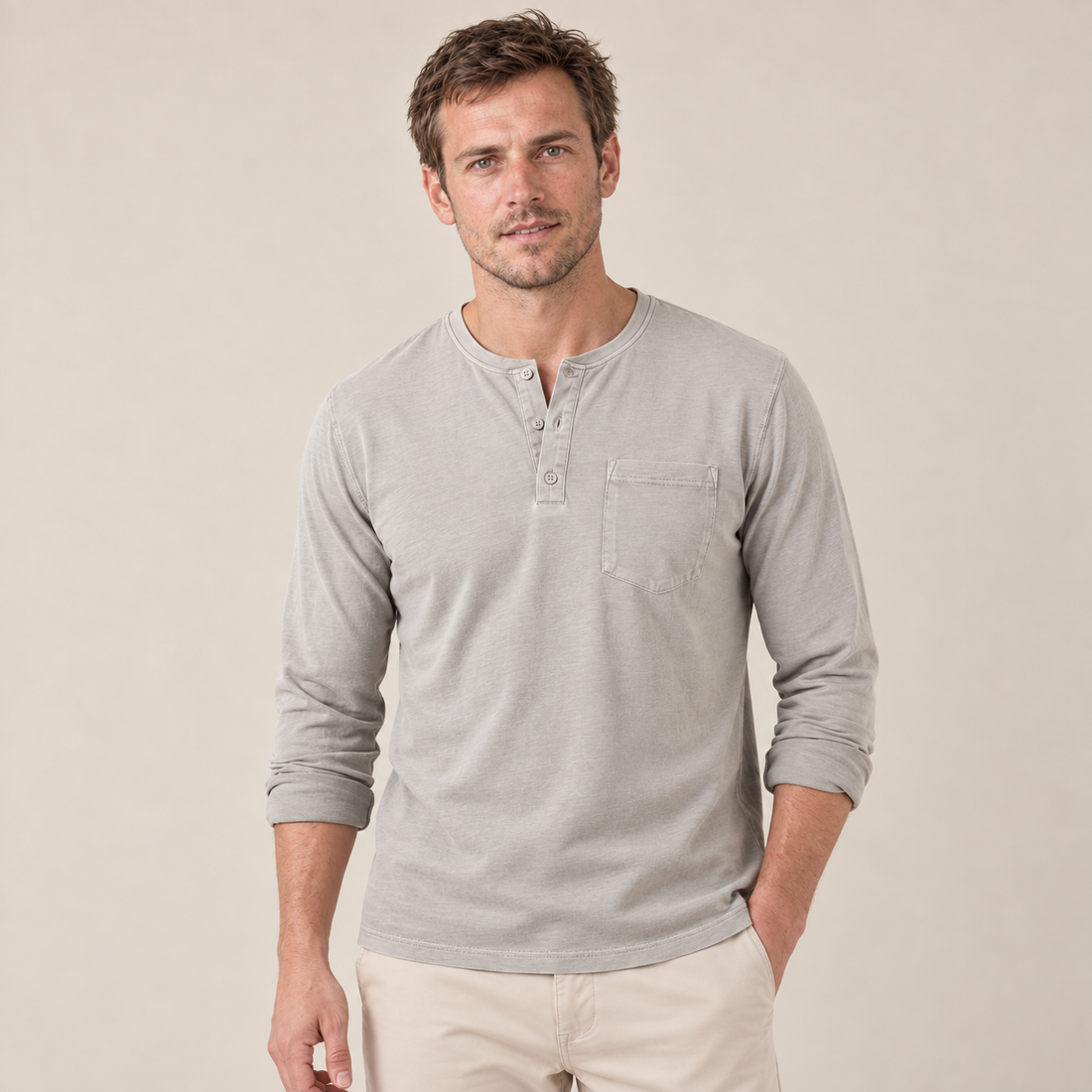 Men's Long Sleeve Henley Shirt