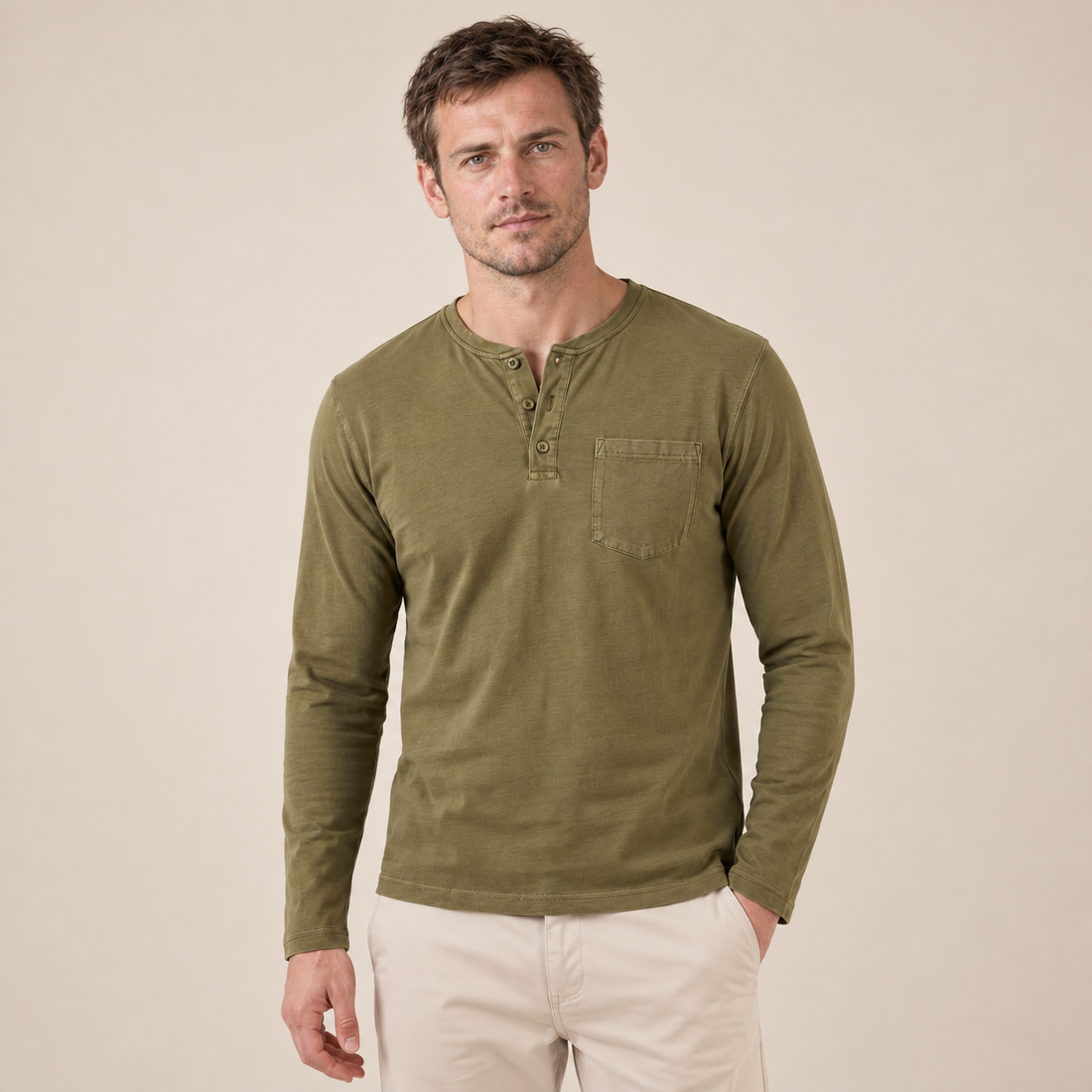 Men's Long Sleeve Henley Shirt