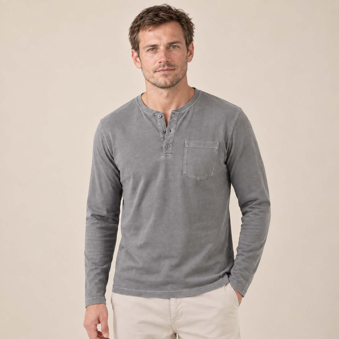 Men's Long Sleeve Henley Shirt