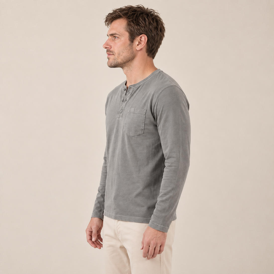 Men's Long Sleeve Henley Shirt