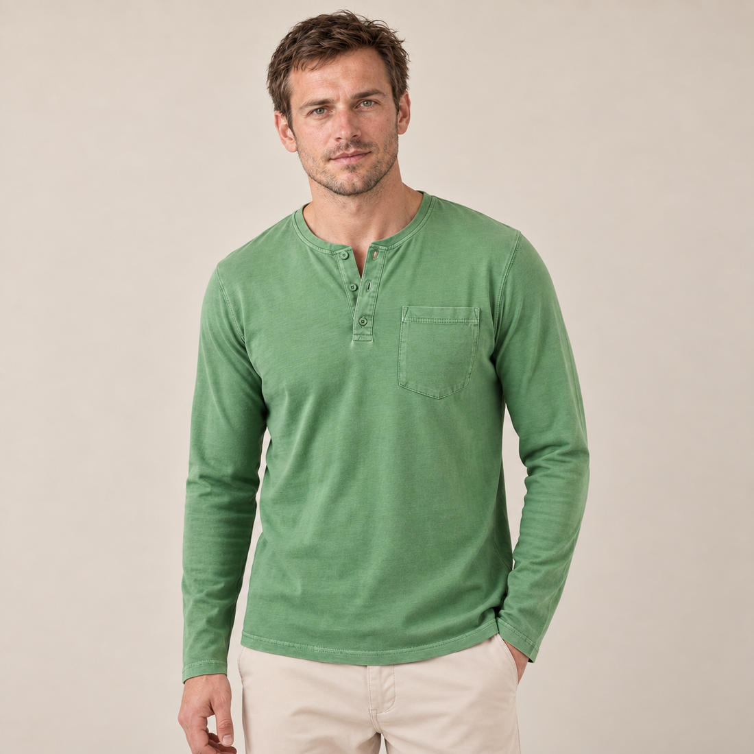 Men's Long Sleeve Henley Shirt