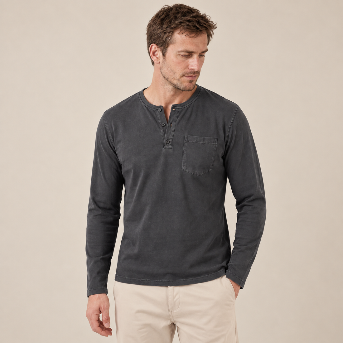 Men's Long Sleeve Henley Shirt