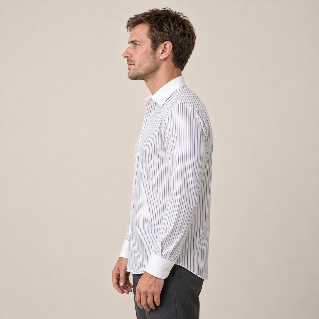 Men's Pinstripe Shirt with French Cuffs