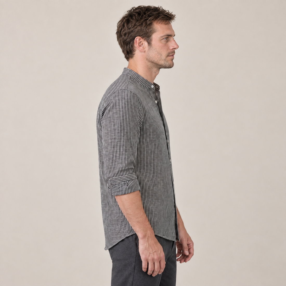 Men's Long Sleeve Striped Henley Shirt