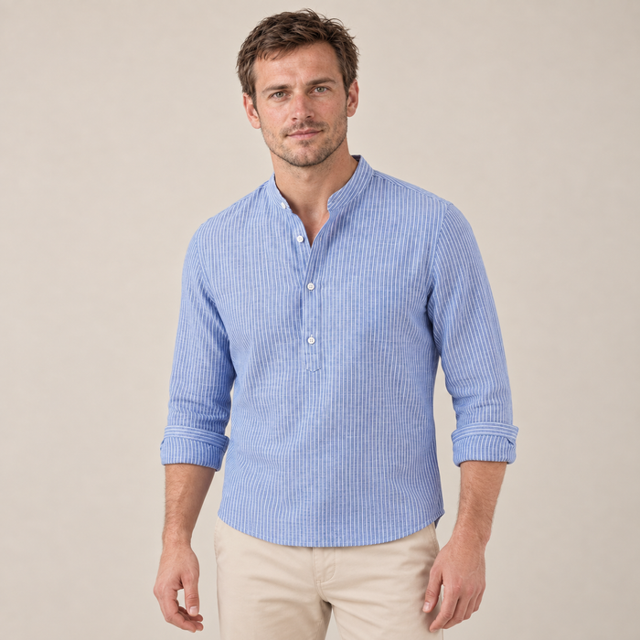 Men's Long Sleeve Striped Henley Shirt