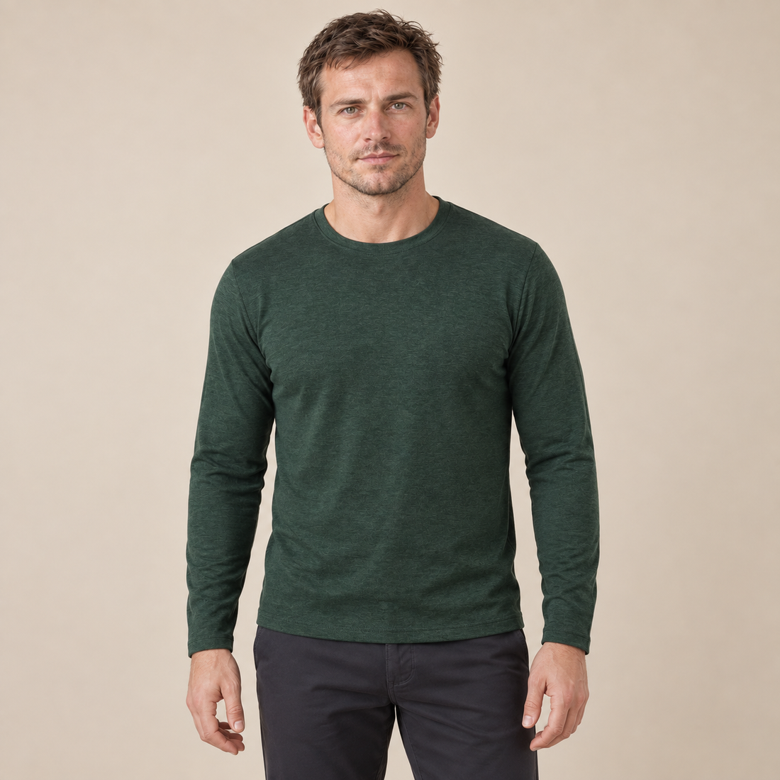 Men's Long-Sleeved Crew Neck Sweater
