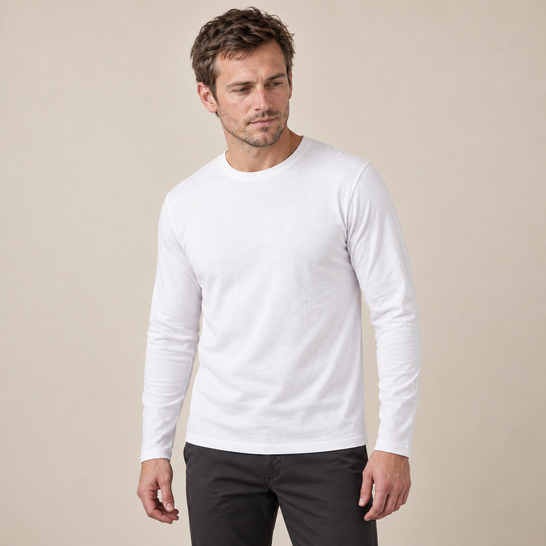 Men's Long-Sleeved Crew Neck Sweater