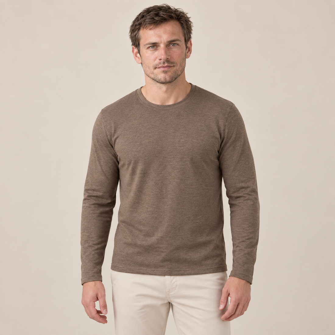 Men's Long-Sleeved Crew Neck Sweater