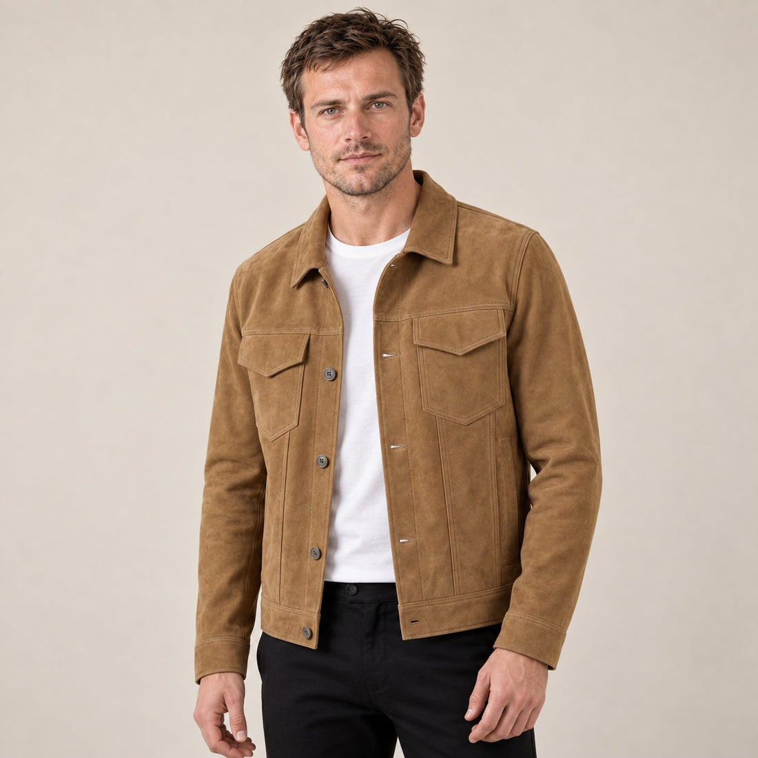 Men's Minimalist Button Closure Jacket