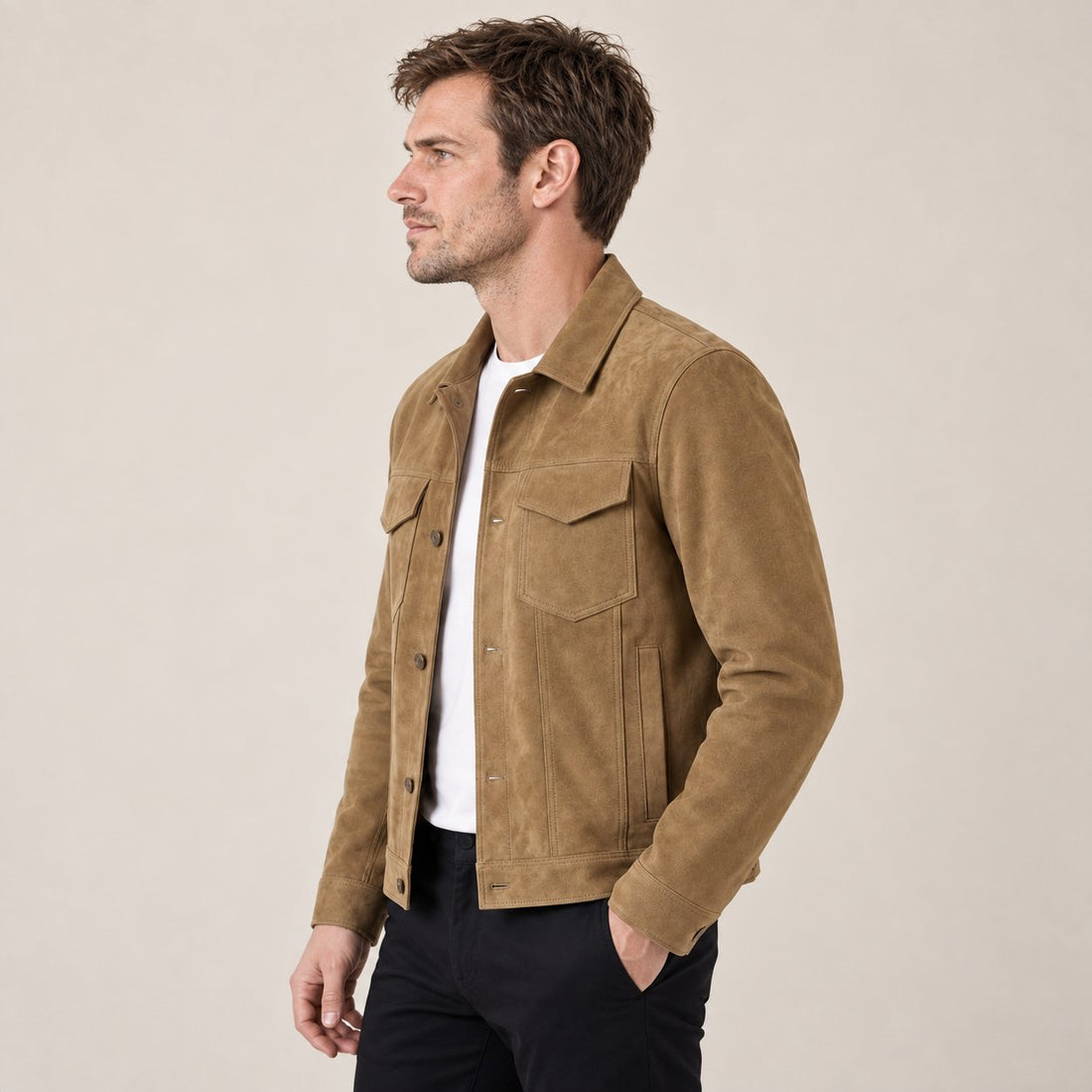 Men's Minimalist Button Closure Jacket