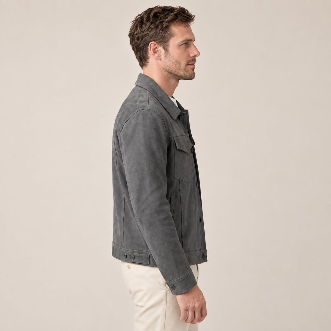 Men's Minimalist Button Closure Jacket