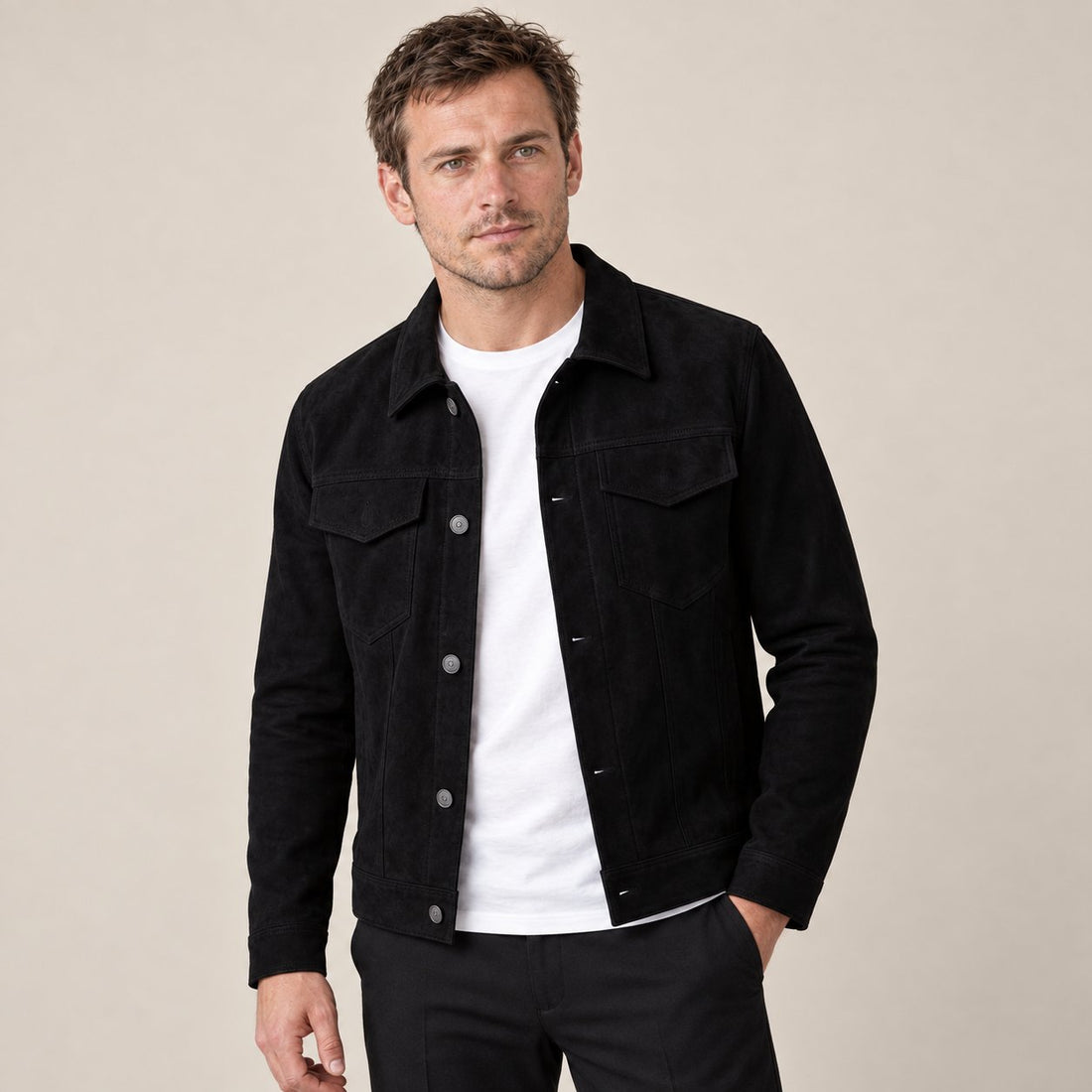 Men's Minimalist Button Closure Jacket