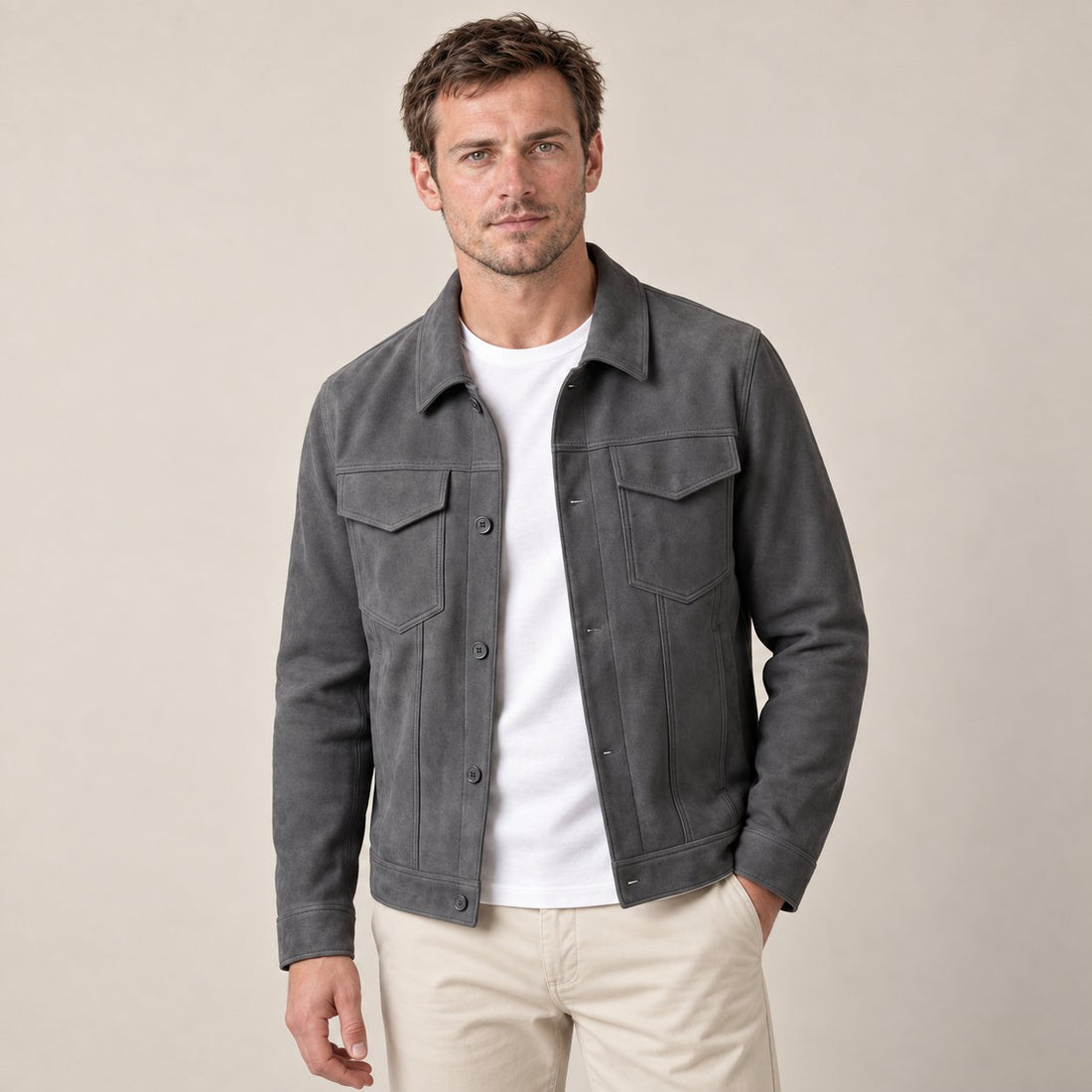 Men's Minimalist Button Closure Jacket
