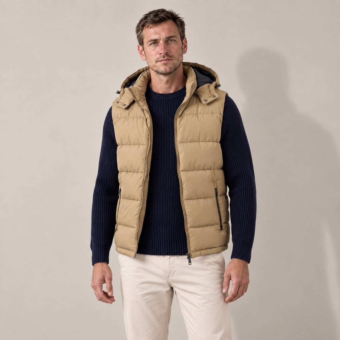 Men's Padded Body Warmer Vest with Hood