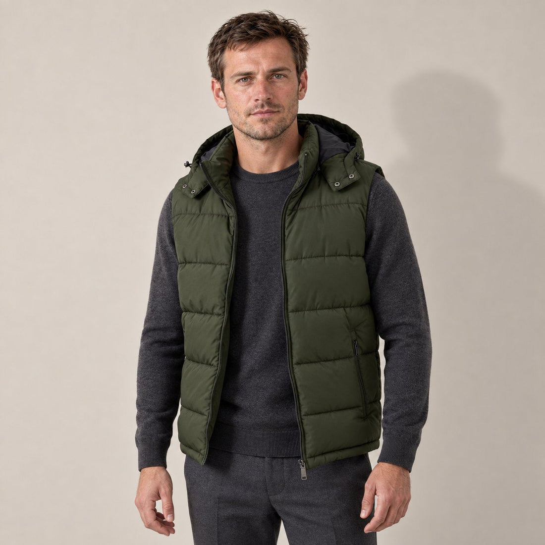 Men's Padded Body Warmer Vest with Hood