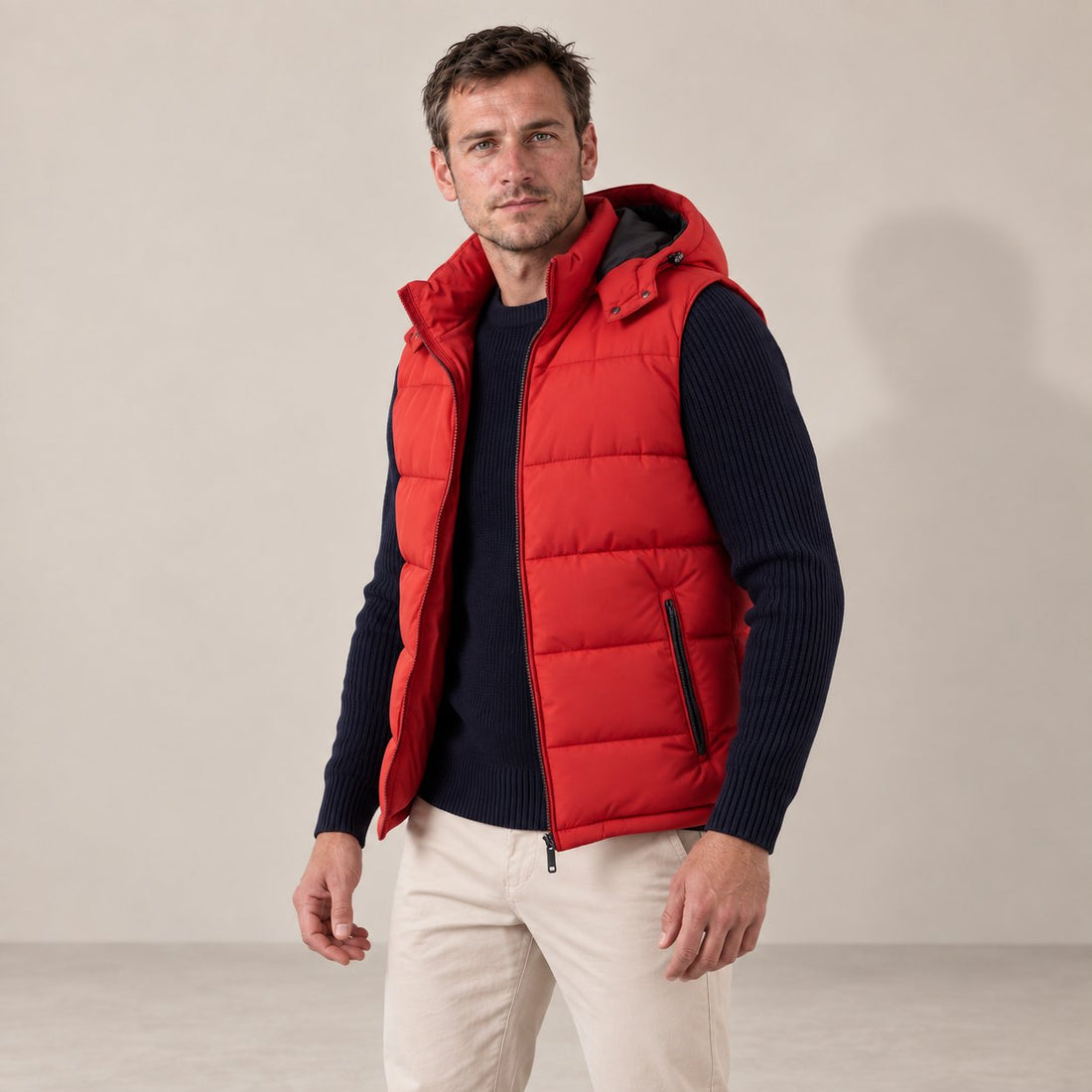 Men's Padded Body Warmer Vest with Hood