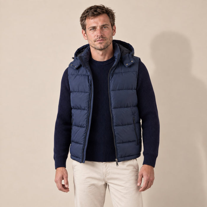Men's Padded Body Warmer Vest with Hood