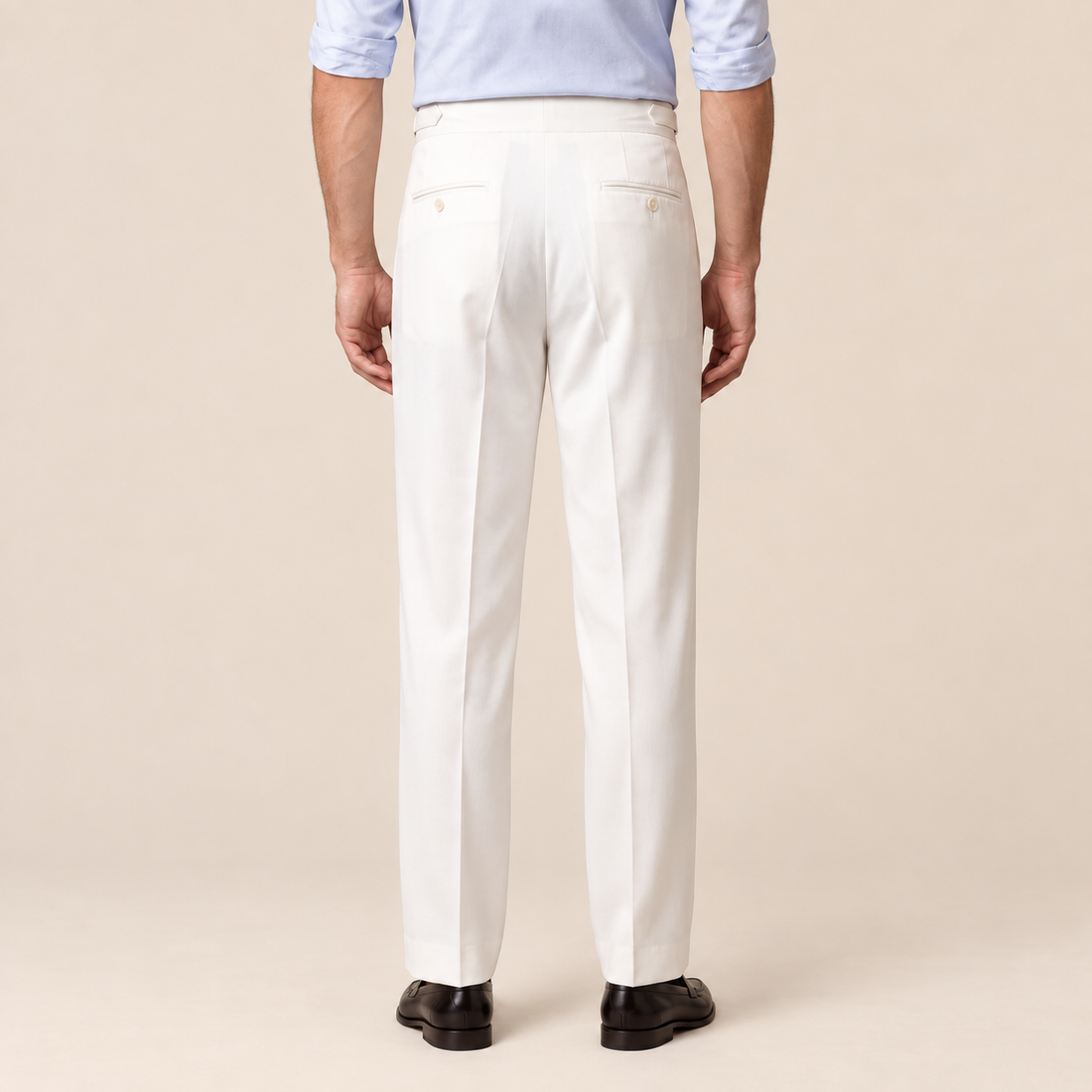 Men's Pleated Tailored Trousers with Turn-Ups
