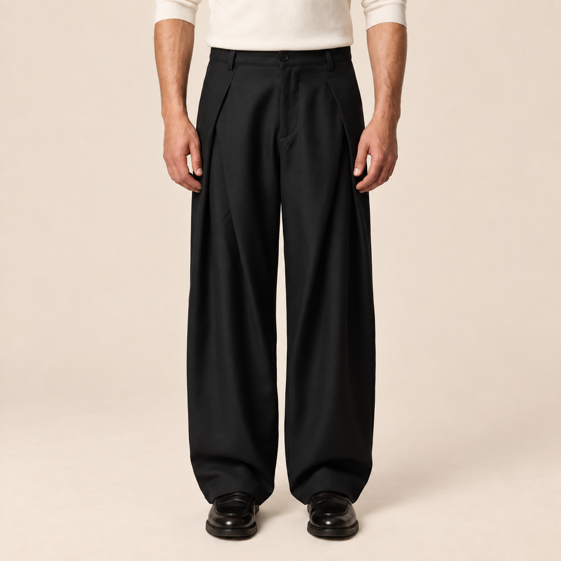 Men's Pleated Wide-Leg Tailored Trousers