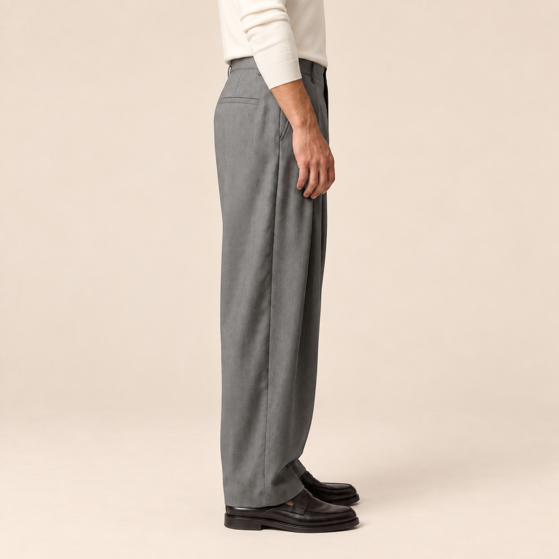 Men's Pleated Wide-Leg Tailored Trousers
