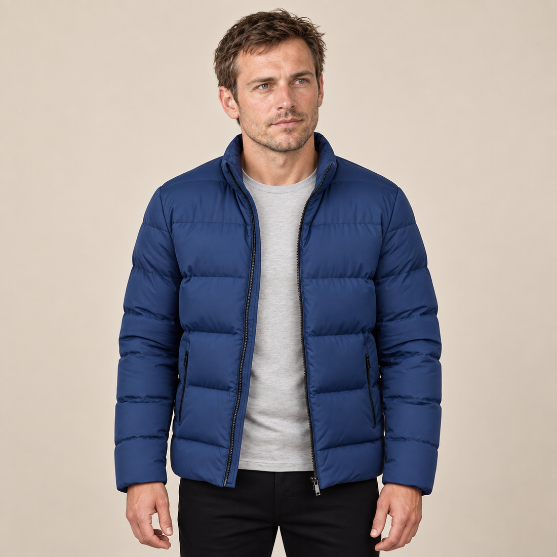 Men's Puffer Winter Jacket with Quilted Insulation