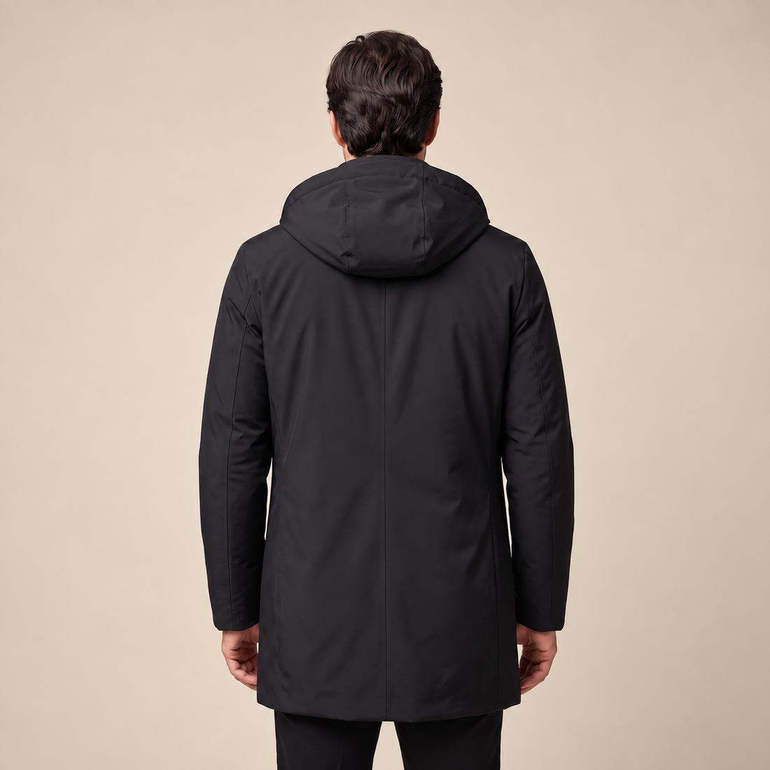 Men's Quilted Hooded Longline Jacket