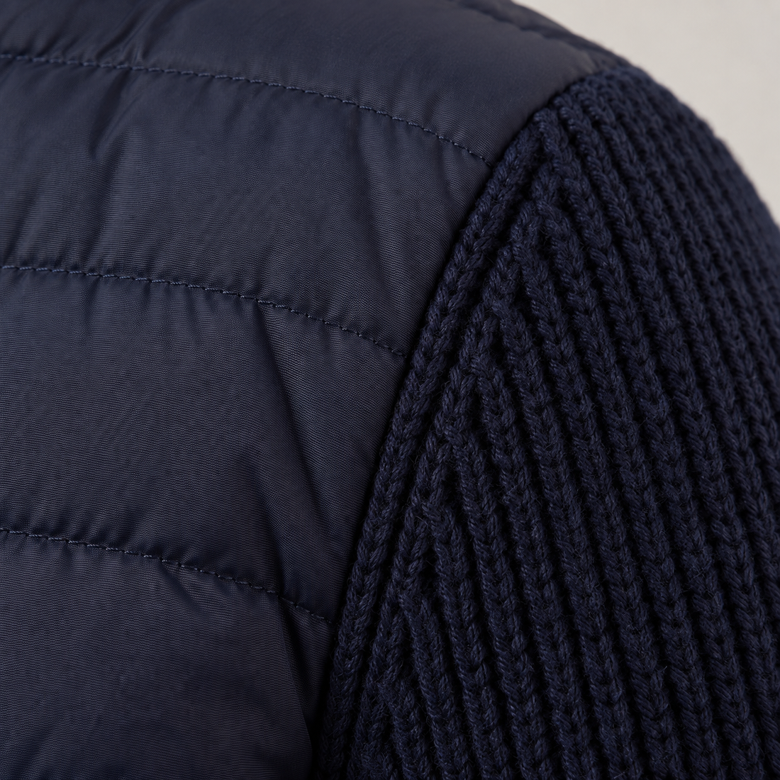 Men's Quilted Hybrid Jacket with Knit Sleeves
