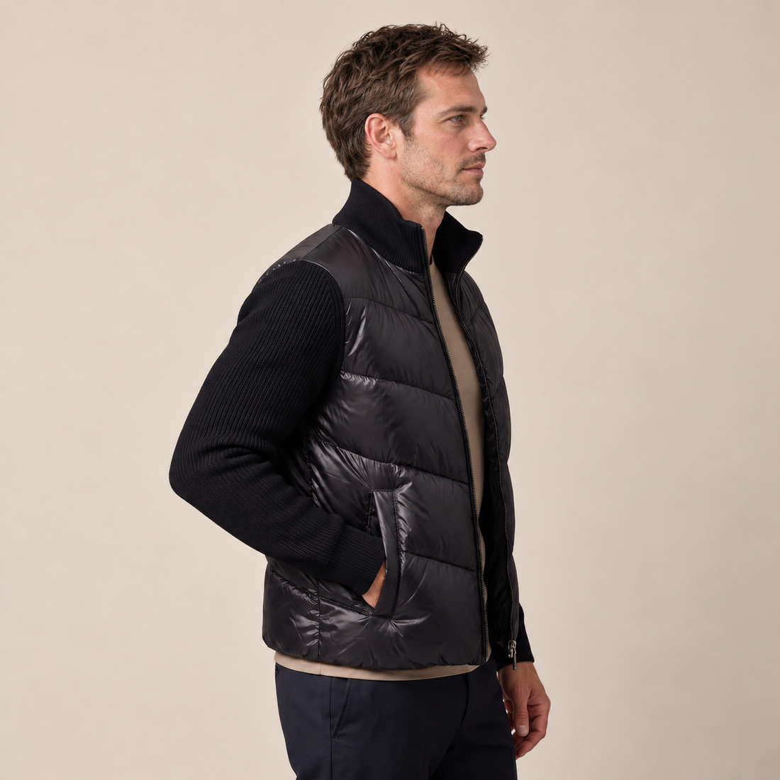Men's Quilted Hybrid Knit Jacket