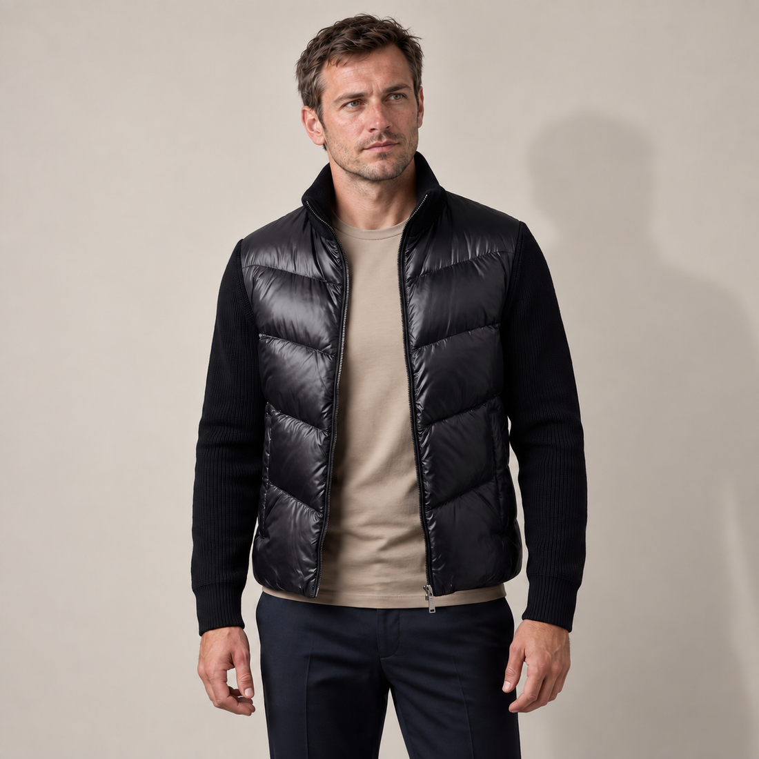 Men's Quilted Hybrid Knit Jacket