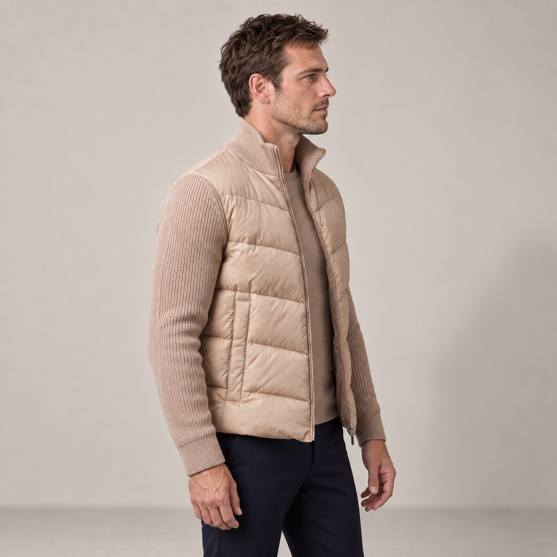 Men's Quilted Hybrid Knit Jacket