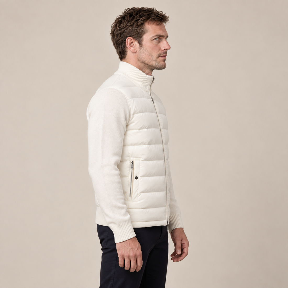 Men's Quilted Hybrid Stand Collar Jacket