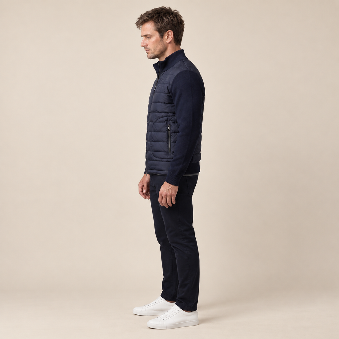 Men's Quilted Hybrid Stand Collar Jacket