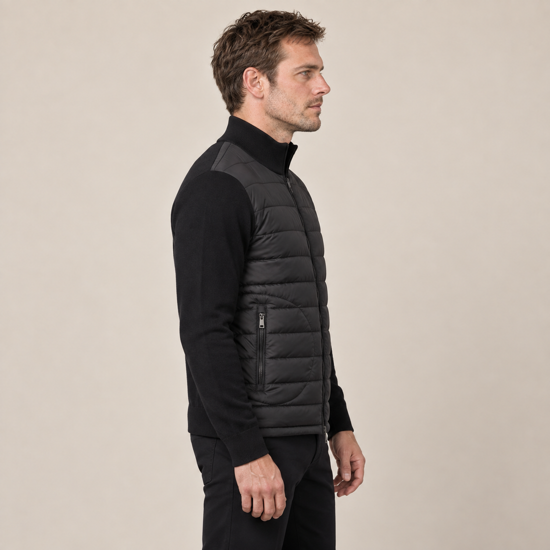 Men's Quilted Hybrid Stand Collar Jacket