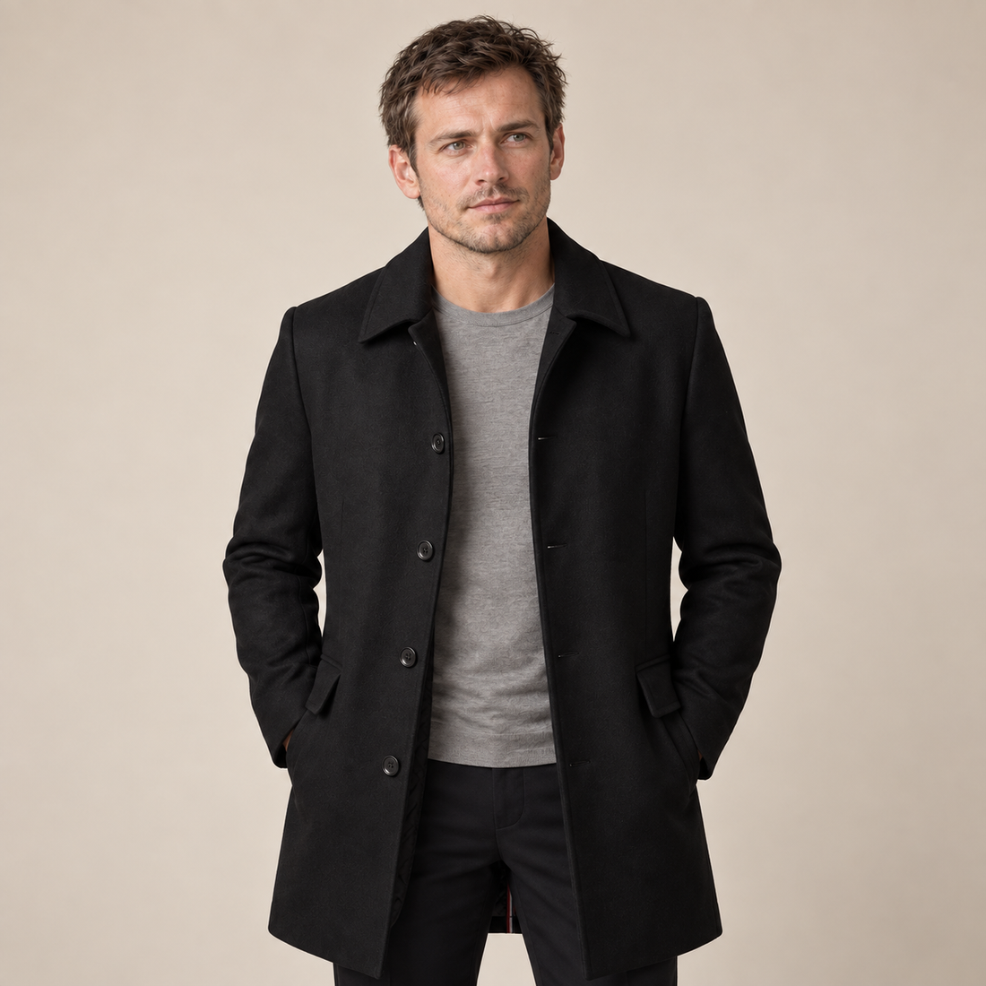 Men's Quilted Lined Overcoat
