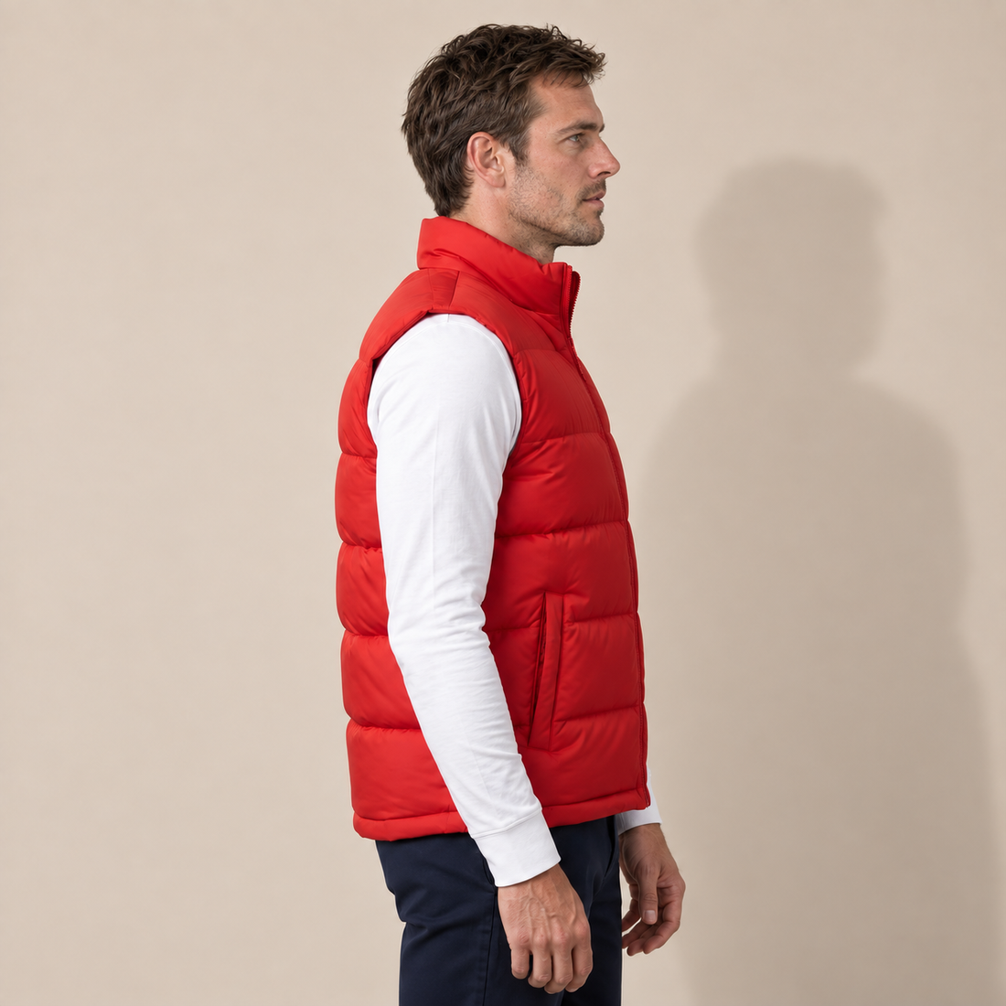 Men's Quilted Padded Gilet with Contrast Lining
