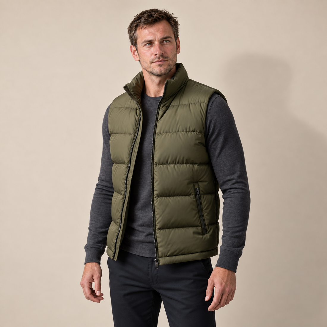 Men's Quilted Padded Gilet with Contrast Lining