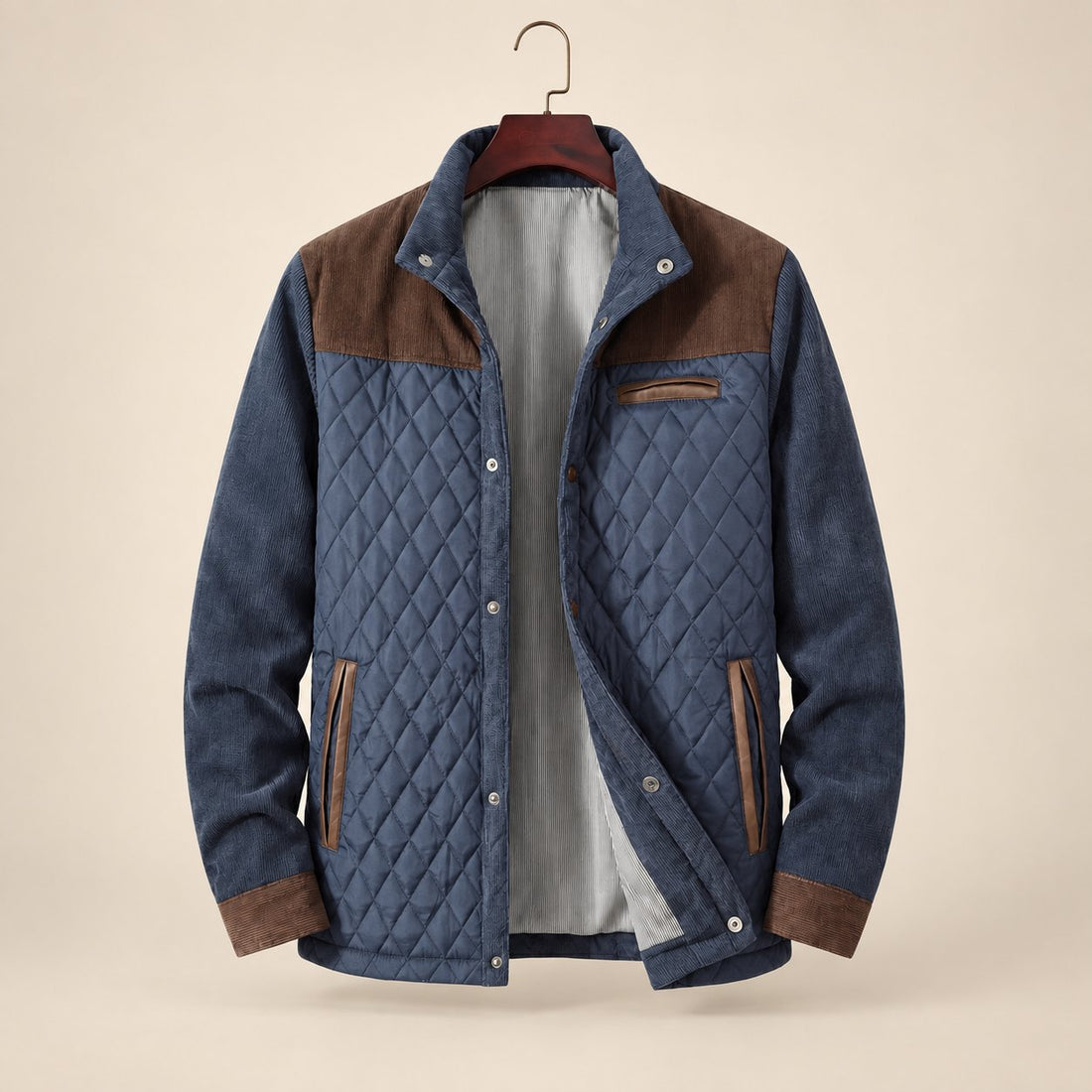 Men's Quilted Spring Jacket with Stand-Up Collar