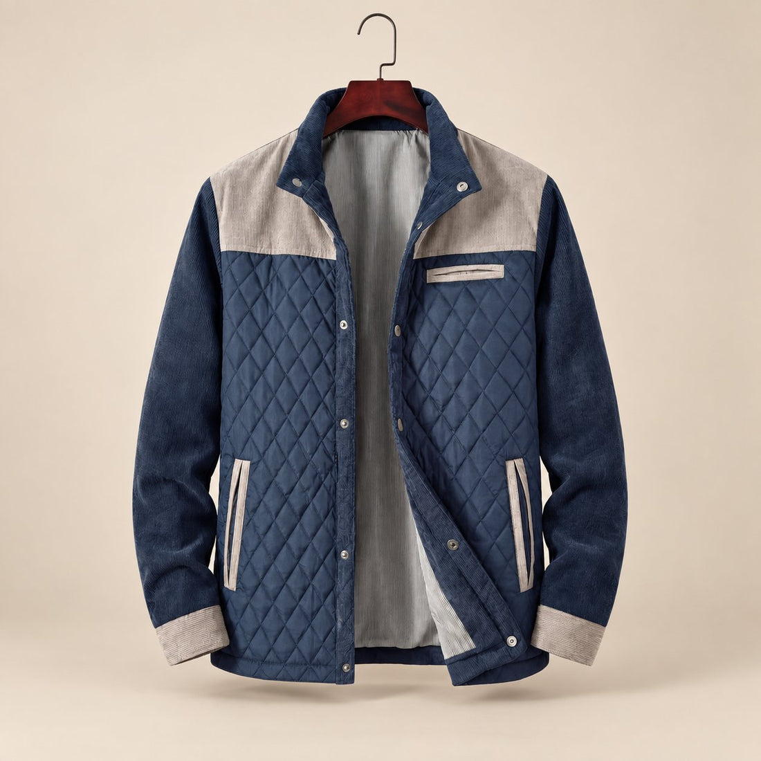 Men's Quilted Spring Jacket with Stand-Up Collar