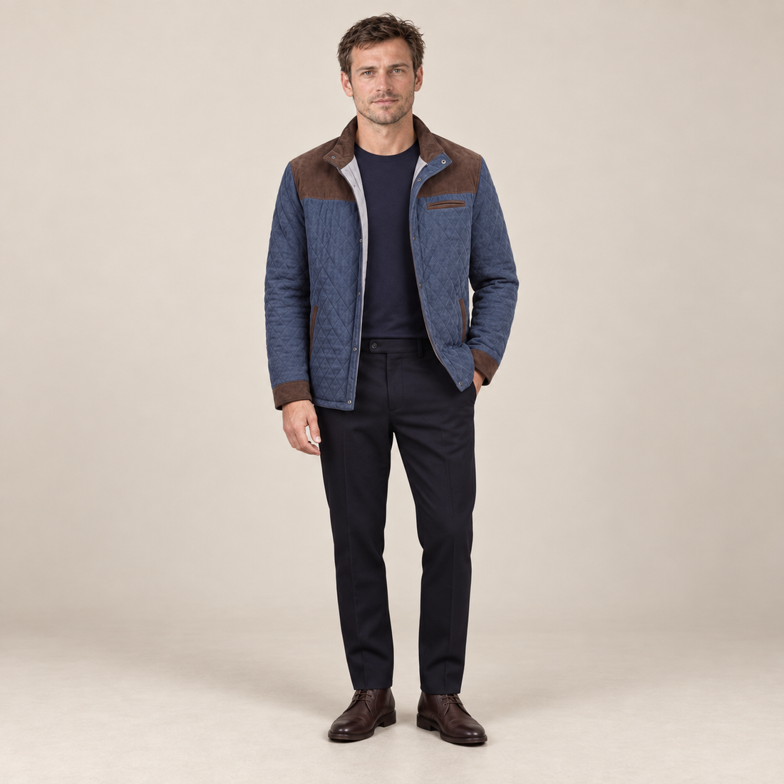 Men's Quilted Spring Jacket with Stand-Up Collar