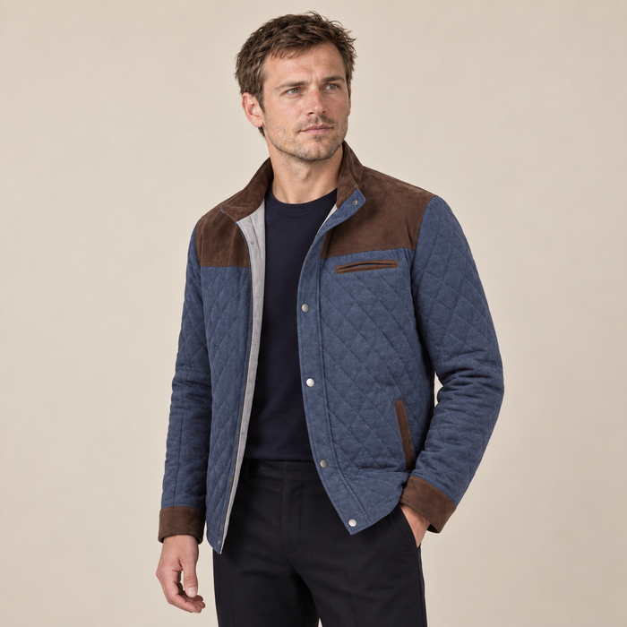 Men's Quilted Spring Jacket with Stand-Up Collar